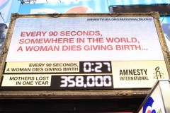 As world leaders attend the Millennium Development Goals summit in New York, Amnesty International launches its Maternal Death Clock, which keeps track of the total number of maternal deaths worldwide. “The maternal death clock is a stark reminder to world leaders coming to NY for the MDG summit of the scandal that is maternal mortality,” said Salil Shetty, Amnesty International’s secretary general The Maternal Death Clock counter started at 0900 EST on Monday 20 September. For three days beginning at 9 a.m. Monday, Sept. 20, a digital billboard clock above Times Square will count the death of one woman every minute during childbirth to highlight the tragic cost of poverty worldwide.