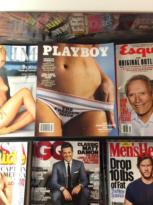 Apparently only the male face is appropriate for Magazine covers, females though, as long as you are almost naked, then you are allowed to have a head. 